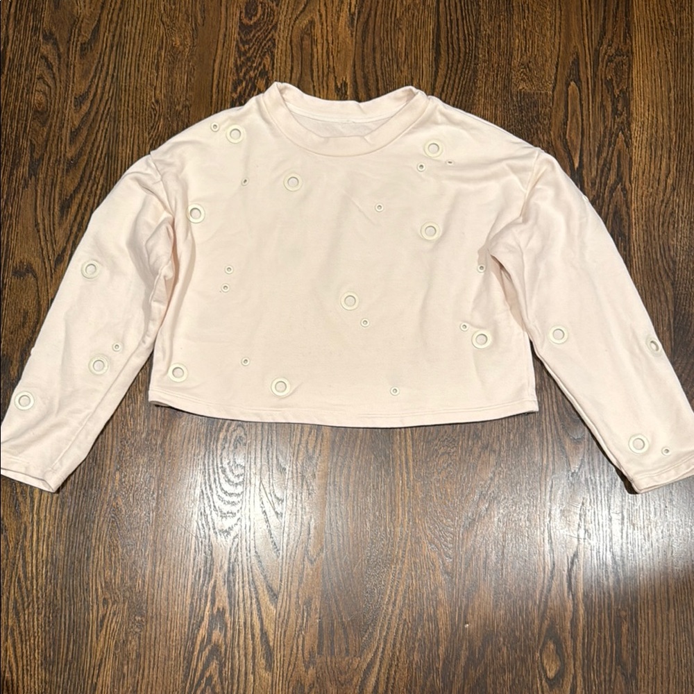 ALO Yoga Cream Cadence Sweatshirt with Embroidered Details